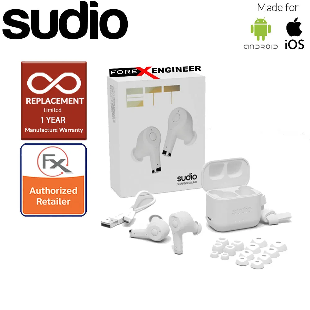 Sudio ETT Wireless Earbuds with  Environmental Noise-Canceling Microphones ( White )