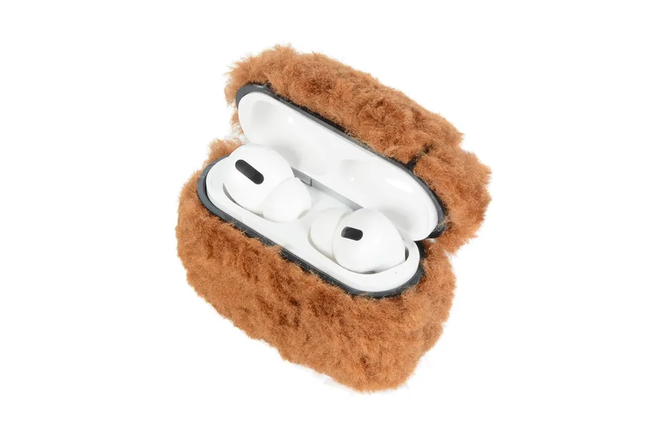 Tan Furry AirPod Holder