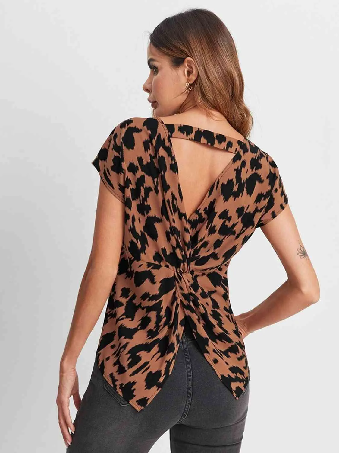 Twisted Open Back Blouse