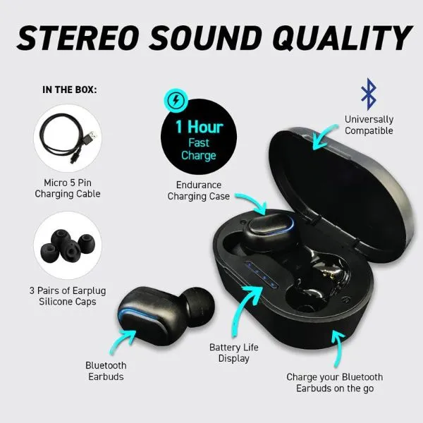 Wireless Bluetooth Earphones With Charging Storage Case